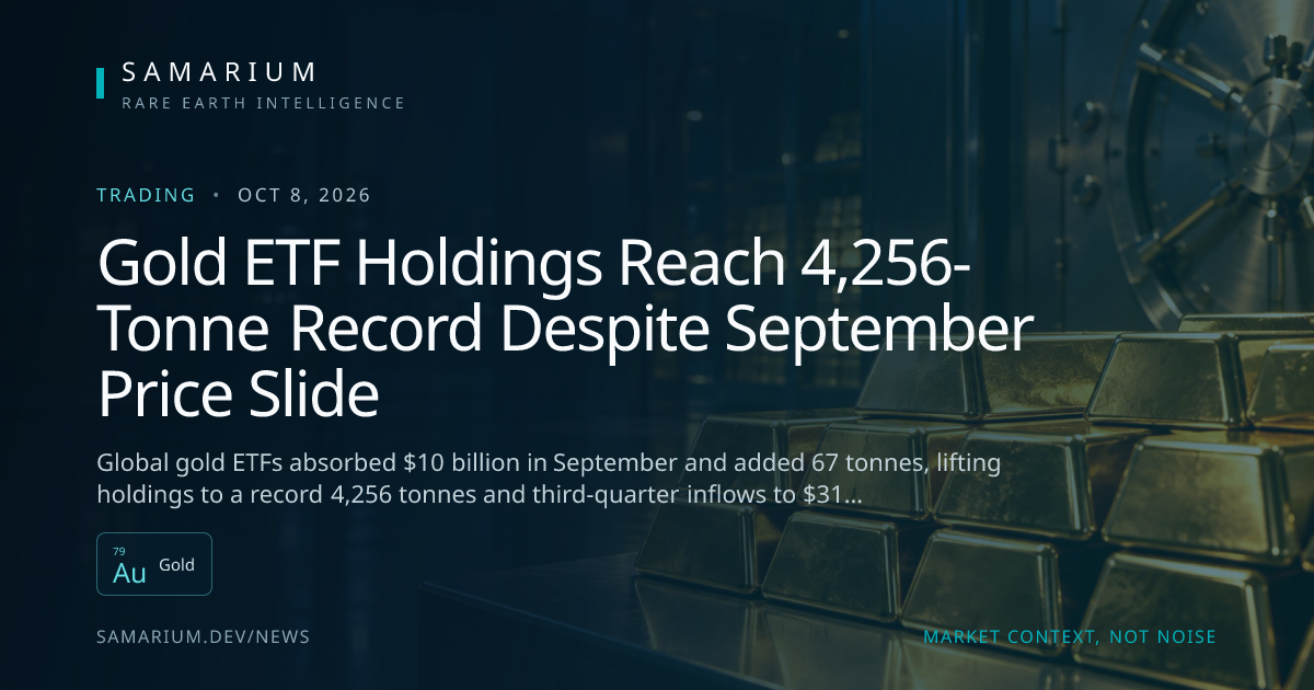 Gold ETF Holdings Reach 4,256-Tonne Record Despite September Price ...